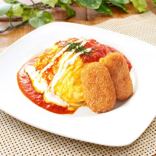 クリームコロッケ(2個)&トマトソースオムライス